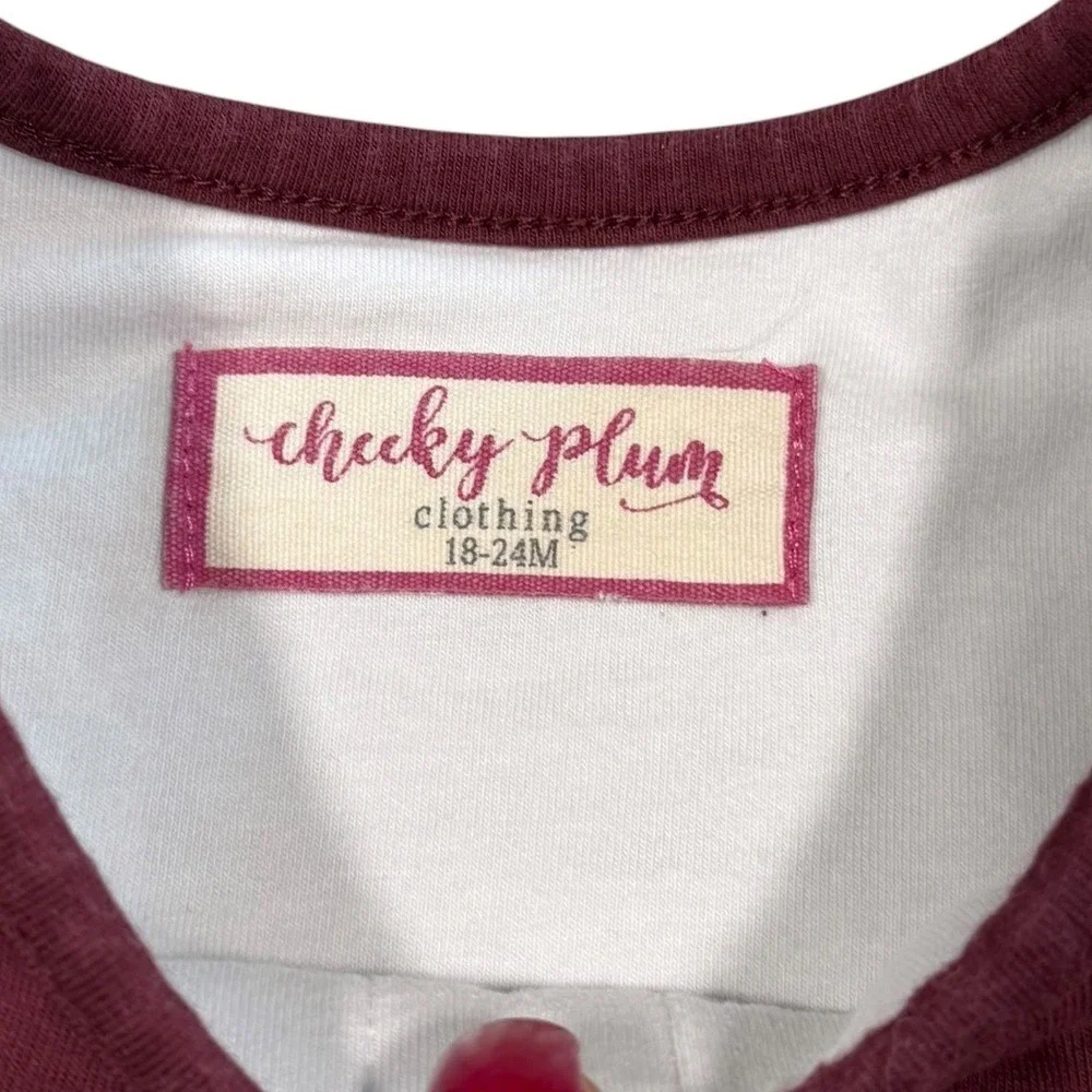 Cheeky Plum Girls 18-24M Burgundy Floral Gingham Tiered Ruffle Long Sleeve Dress